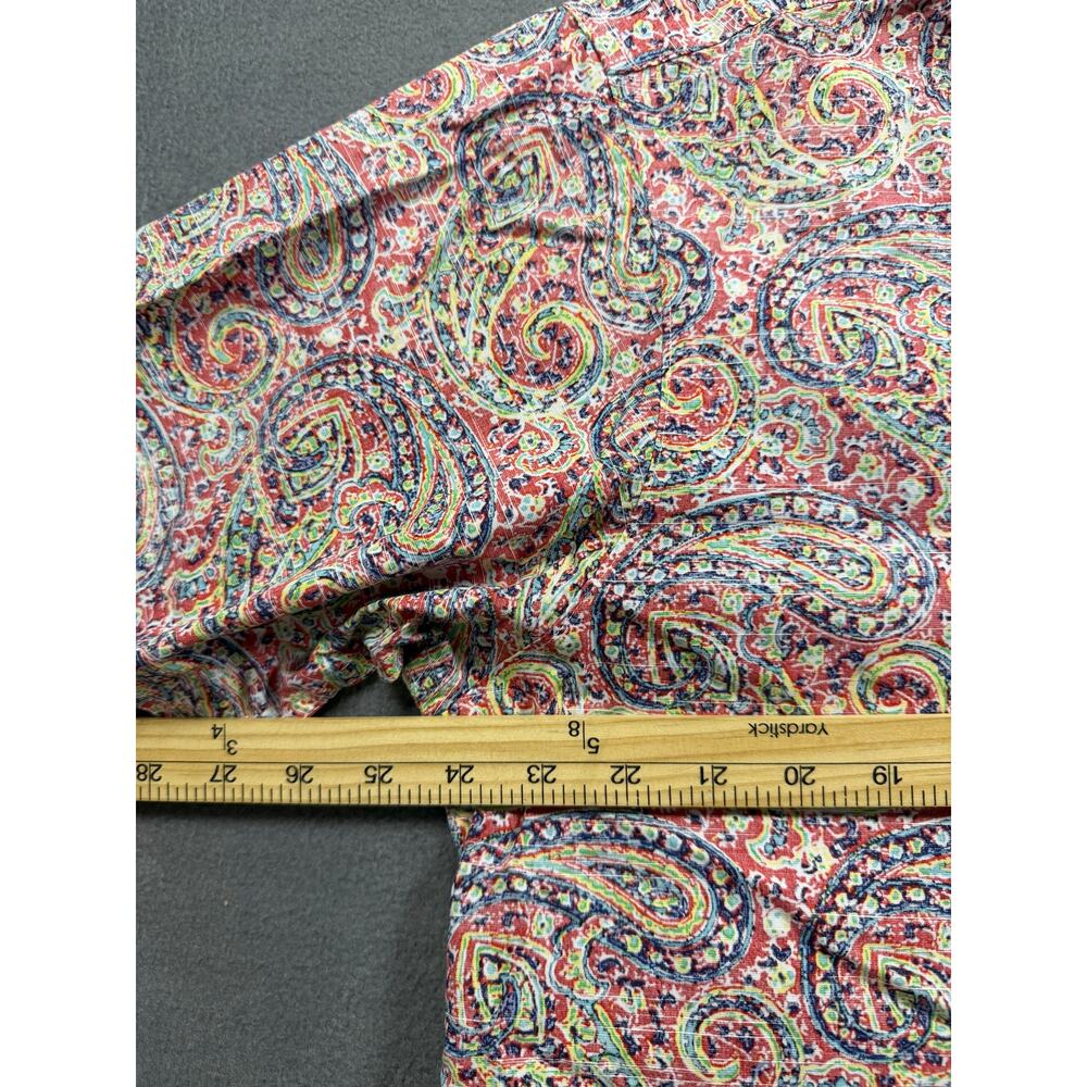 Cremieux Paisley Short Sleeve Shirt Men Size XL Button Up Camp Collar Linen - Picture 4 of 5